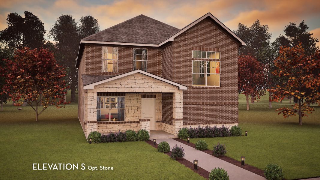 Representative exterior photo of a completed home built from the Sapphire by CastleRock Communities in Infinity Square, Kyle, TX (Image 17).