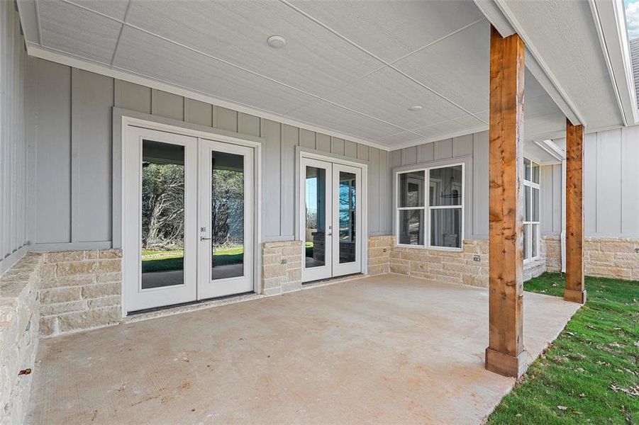 View of patio with french doors