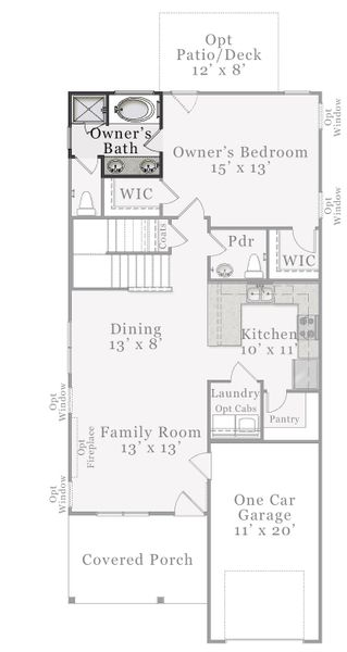 2D floor plan layout for the Joyner by McKee Homes in The Walk at East Village, Clayton, NC (Image 10). 2D floor plan layout for the Joyner by McKee Homes in The Walk at East Village, Clayton, NC (Image 10).