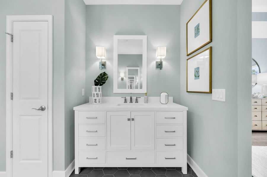 Primary bath with dual vanities