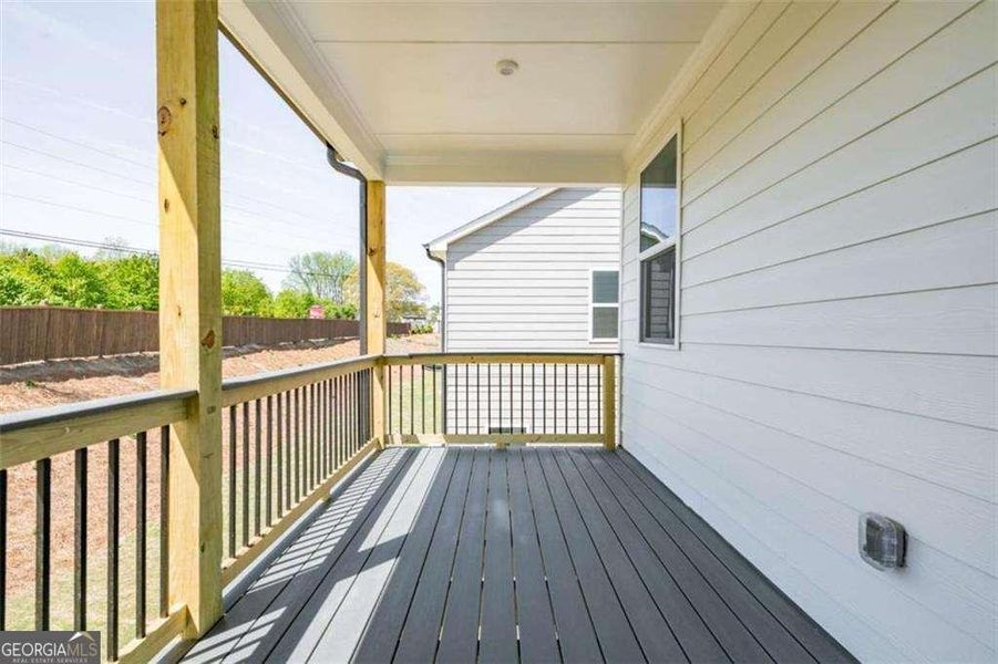 Exterior details and patio area of a home in The Paddocks at Doc Hughes, Buford (Image 22).
