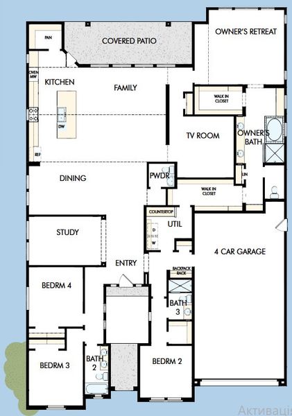 2D floor plan layout for the The Cielo by David Weekley Homes in Tamber at Soleo, San Tan Valley, AZ (Image 3).