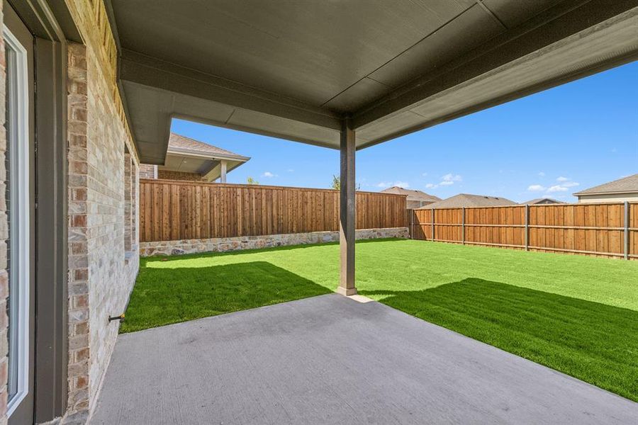 Exterior details and patio area of a home in Aspire at Noble Ridge, Howe (Image 3). Exterior details and patio area of a home in Aspire at Noble Ridge, Howe (Image 3).