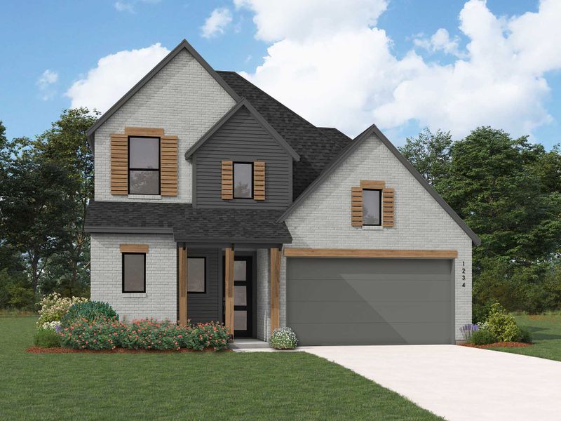 Representative exterior photo of a completed home built from the Panamera Plan by Highland Homes in Aster Park: 50ft. lots, McKinney, TX (Image 32). Representative exterior photo of a completed home built from the Panamera Plan by Highland Homes in Aster Park: 50ft. lots, McKinney, TX (Image 32).