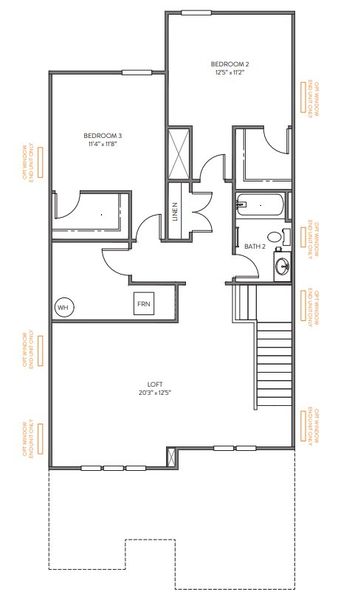 2D floor plan layout for the Karver TH by True Homes in Westbrook Falls Townhomes, Greensboro, NC (Image 5).