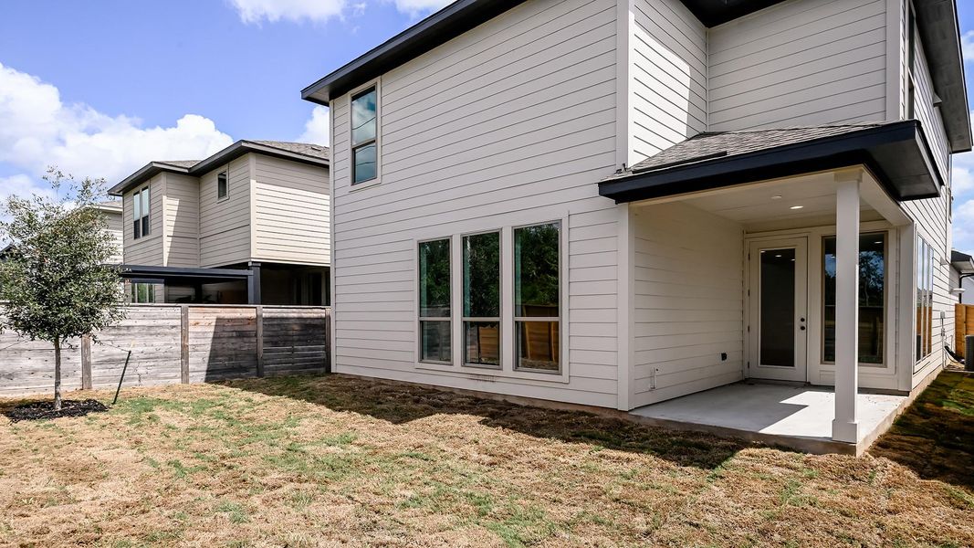 Exterior details and patio area of a home in Solms Landing, New Braunfels (Image 2). Exterior details and patio area of a home in Solms Landing, New Braunfels (Image 2).