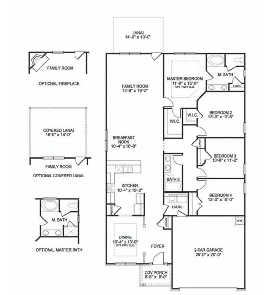 2D floor plan layout of this home in The Fields of Walnut Creek, Pendergrass, GA (Image 3).