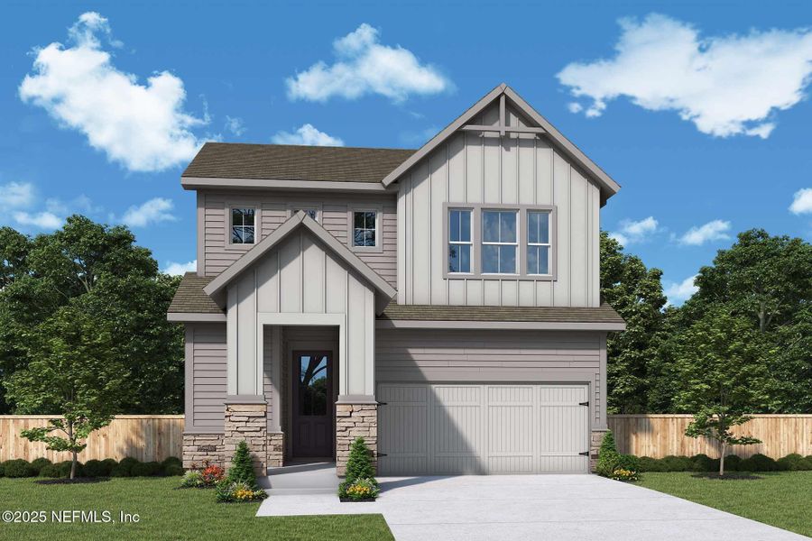 Front exterior of a new home in , Jacksonville, FL, highlighting curb appeal (Image 1).