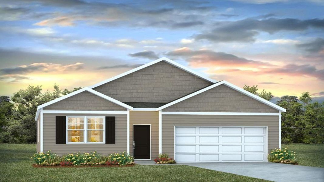 Representative exterior photo of a completed home built from the CALI by D.R. Horton in Gates Village, Lugoff, SC (Image 2).