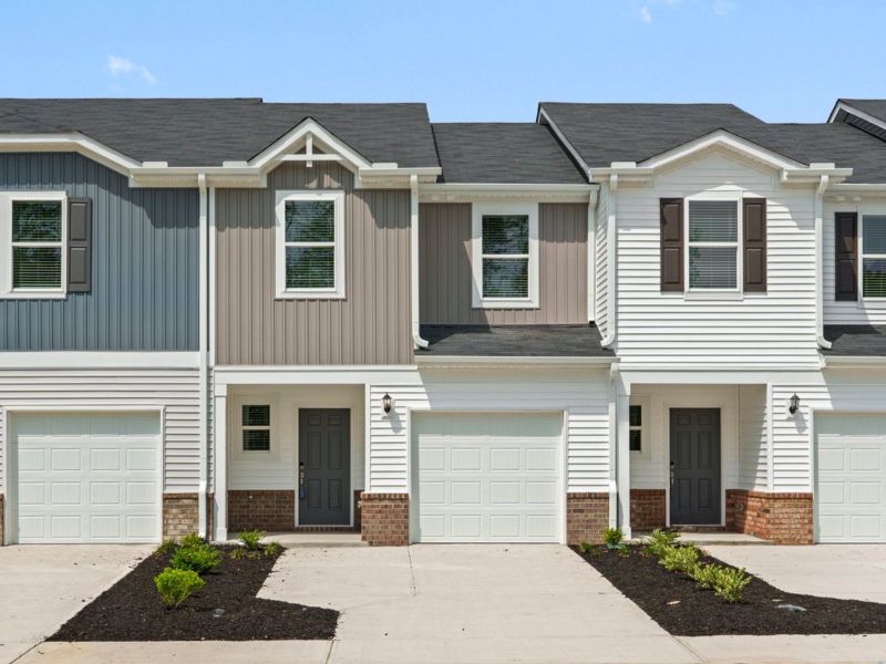 Front exterior of a new home in Valentine Townes, Greer, SC, highlighting curb appeal (Image 15).