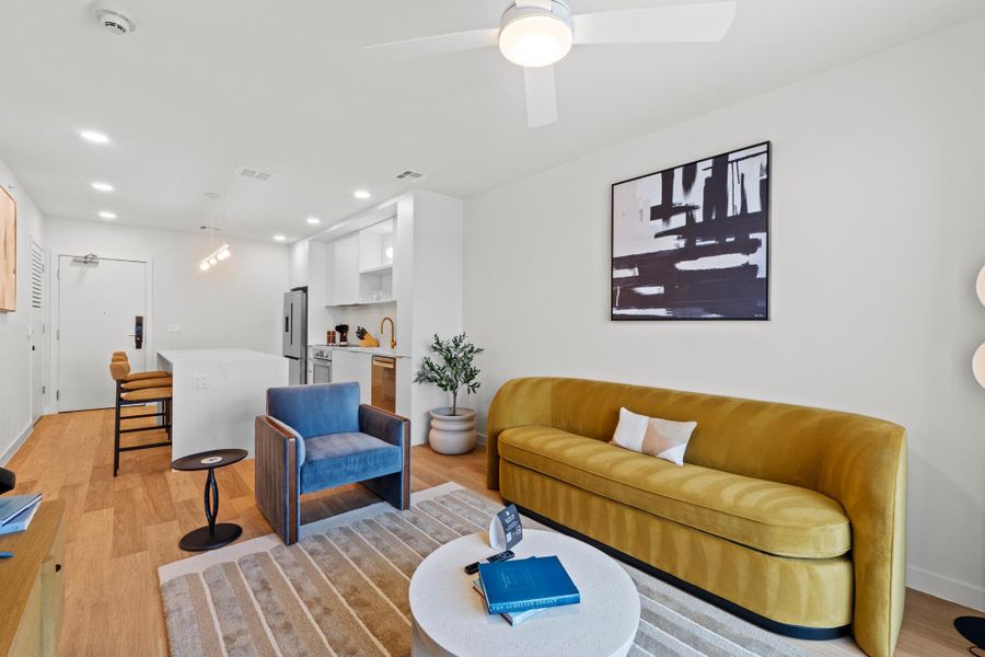 An open floor plan, fully furnished with Williams Sonoma selections featuring hotel level fabrics and curated accents throughout. An open floor plan, fully furnished with Williams Sonoma selections featuring hotel level fabrics and curated accents throughout.
