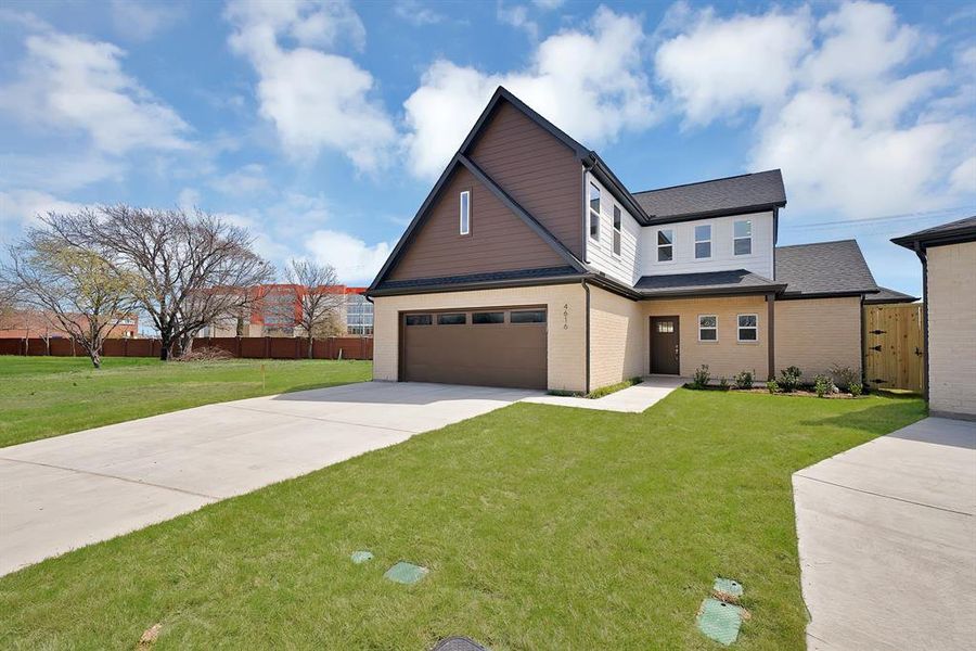 Front exterior of a new home in , The Colony, TX, highlighting curb appeal (Image 21).