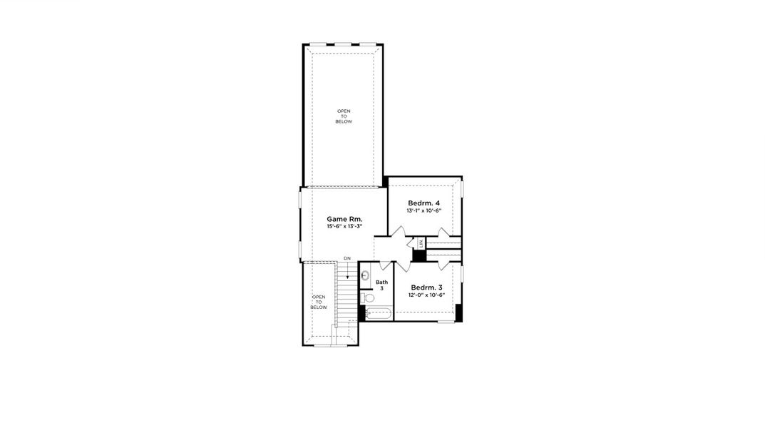 2D floor plan layout for the Linden by First America Homes in Cielo, Cut and Shoot, TX (Image 3).