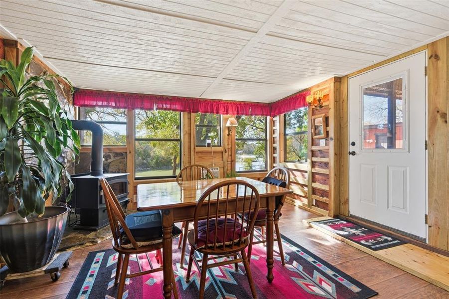 Sun room overlooking the lake