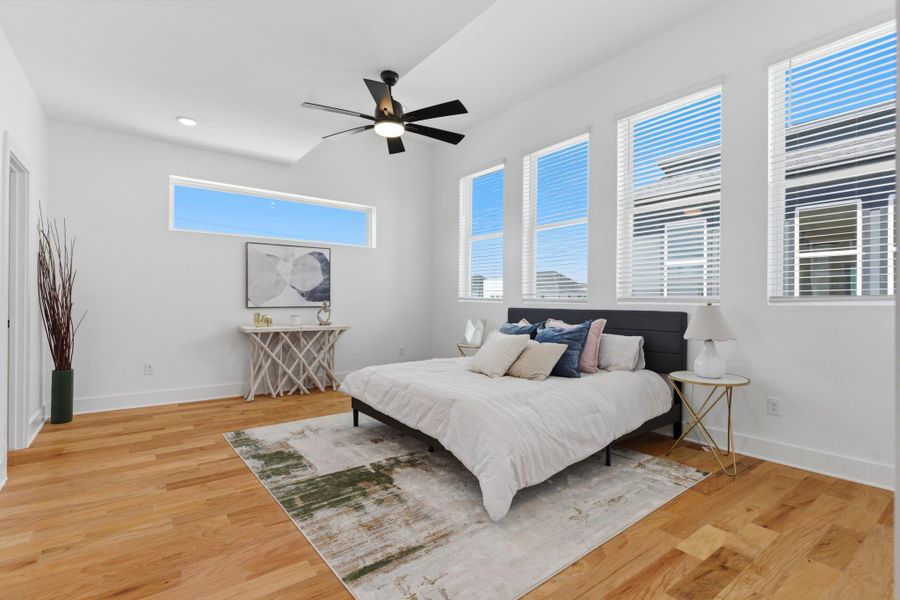 Private third-floor primary retreat offering peace and separation, designed for ultimate comfort and relaxation.