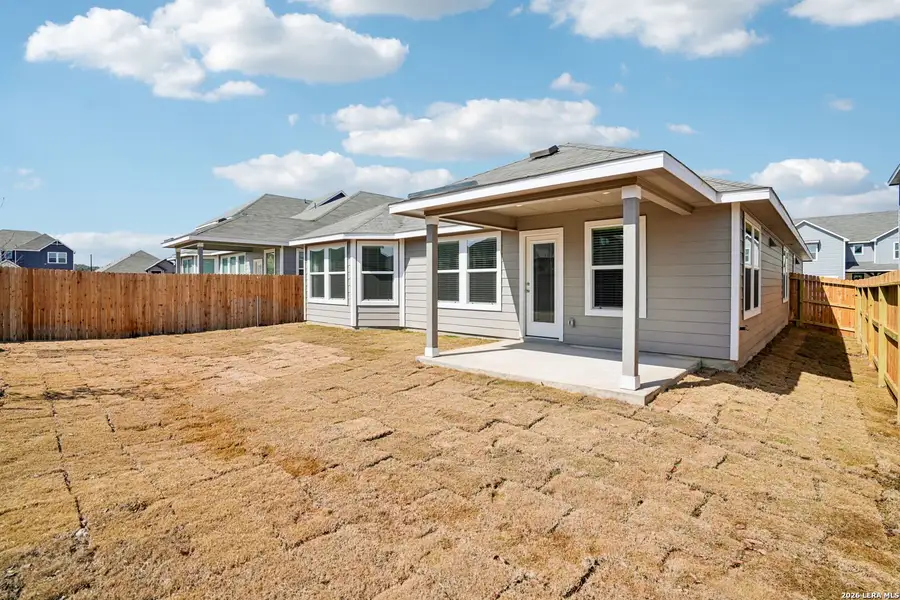 Exterior details and patio area of a home in Estancia Ranch - Classic Series, San Antonio (Image 23).