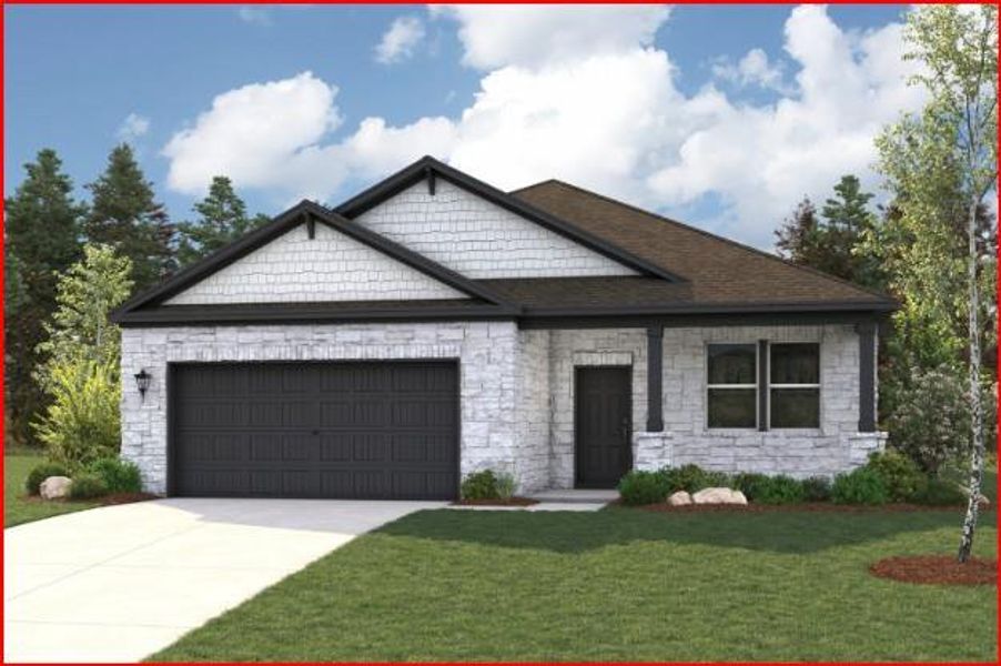 Front exterior of a new home in Evelyn, Austin, TX, highlighting curb appeal (Image 3).