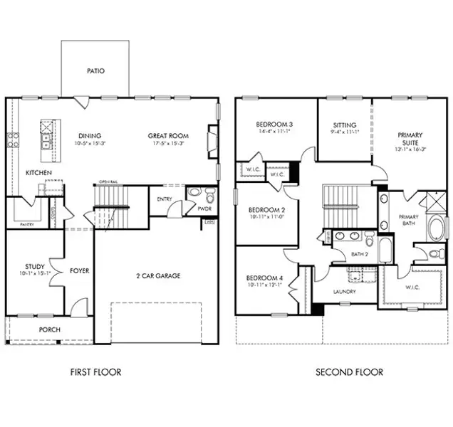 2D floor plan layout of this home in Creekside at Oxford Park, Fairburn, GA (Image 2). 2D floor plan layout of this home in Creekside at Oxford Park, Fairburn, GA (Image 2).