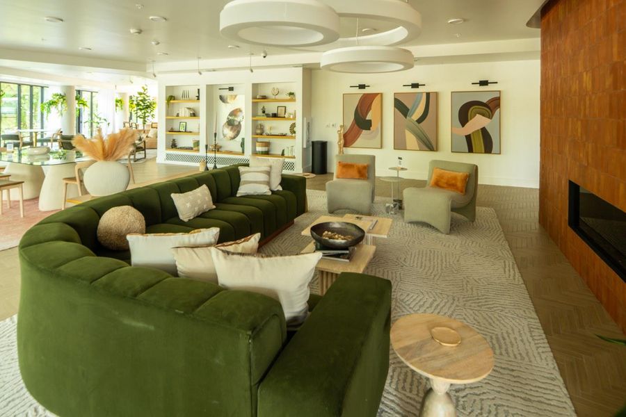 Lounge seating at fireplace