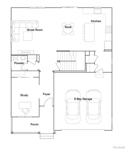 2D floor plan layout of this home in Sunset Village: The Monarch Collection, Erie, CO (Image 2). 2D floor plan layout of this home in Sunset Village: The Monarch Collection, Erie, CO (Image 2).