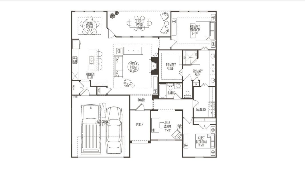 2D floor plan layout for the Arabella by Ladera Texas in Ladera Tavolo Park, Fort Worth, TX (Image 3).