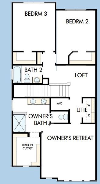 2D floor plan layout for the The Freshwater by David Weekley Homes in Persimmon Place - Townhomes, Wesley Chapel, FL (Image 4).