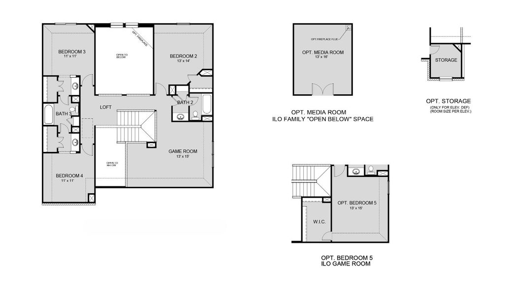 2D floor plan layout for the The Campbell by Legend Homes in Retreat at Fossil Creek, Fort Worth, TX (Image 4).