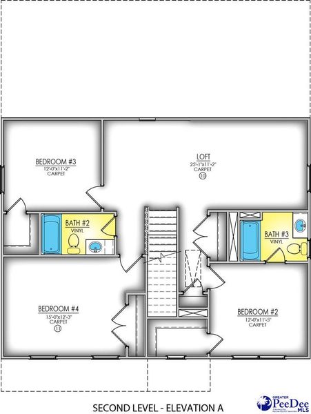 2D floor plan layout of this home in The Grove, Florence, SC (Image 7).