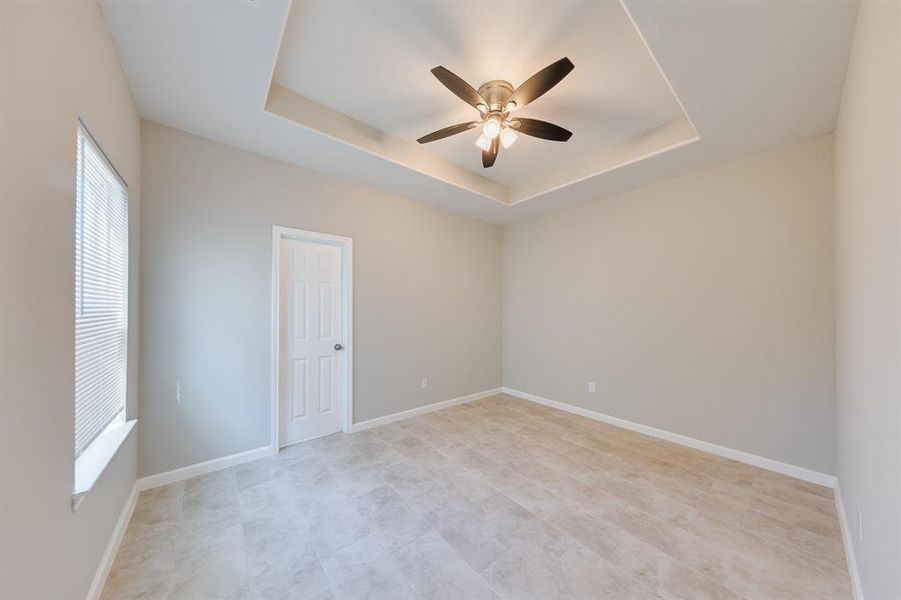 The master bedroom is tucked away at the farthest end of the first floor, offering maximum privacy and tranquility. Upon entering, you’re greeted by large windows that flood the room with natural light, creating a bright and airy atmosphere.