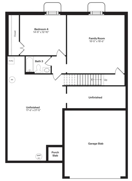 2D floor plan layout for the Hamilton by D.R. Horton in Entrada Del Toro at Rancho Sahuarita, Sahuarita, AZ (Image 3).