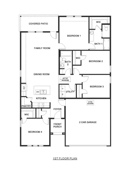 2D floor plan layout for the Elgin by D.R. Horton in Lane Ranch, Sanger, TX (Image 3).