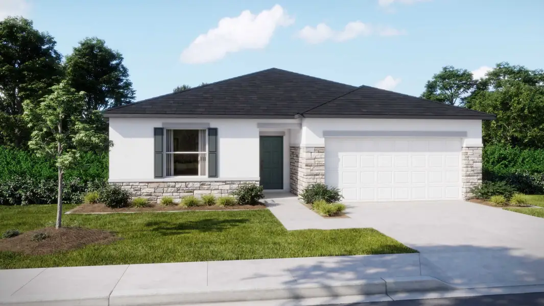 Representative exterior photo of a completed home built from the Oak by Maronda Homes in Woodland Ranch, Lake Wales, FL (Image 4).