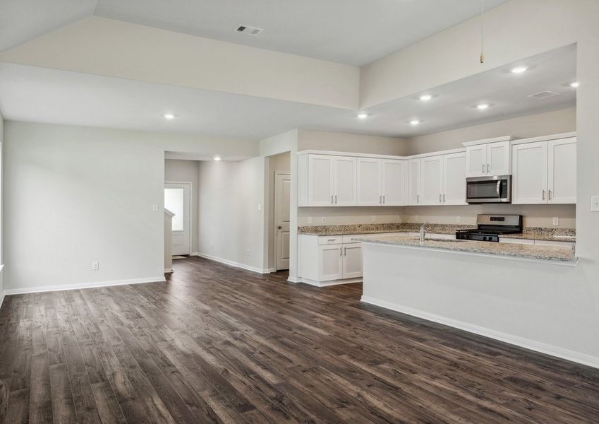 A foyer leads to dining room and family room A foyer leads to dining room and family room