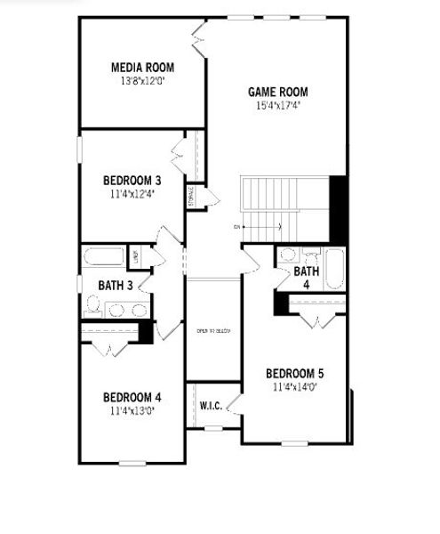 2D floor plan layout for the Chelsea II by Mattamy Homes in Villages of Creekwood, Frisco, TX (Image 3).