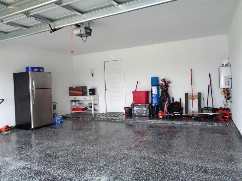 Custom epoxy flooring in the garage