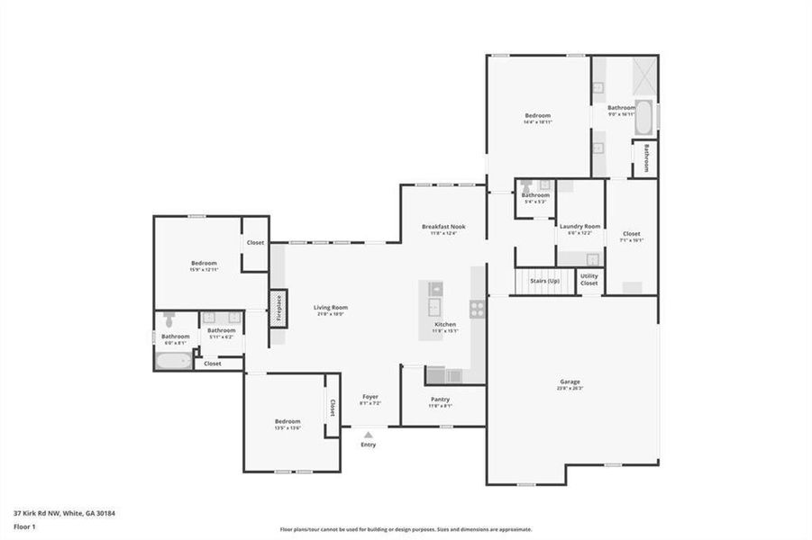 2D floor plan layout of this home in , White, GA (Image 5). 2D floor plan layout of this home in , White, GA (Image 5).