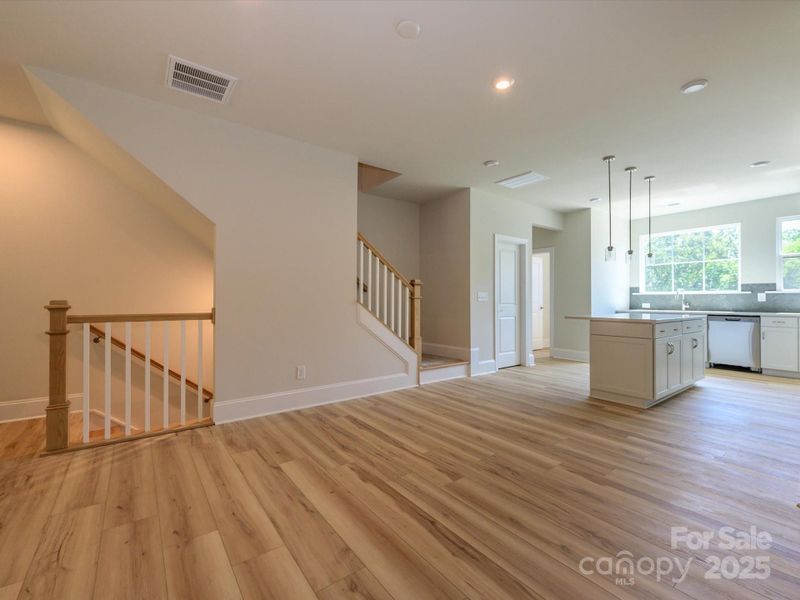 Open Rail at Both Floors Opening up the Space