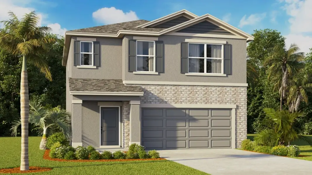Representative exterior photo of a completed home built from the Crestview by D.R. Horton in Pasadena Ridge, Dade City, FL (Image 4). Representative exterior photo of a completed home built from the Crestview by D.R. Horton in Pasadena Ridge, Dade City, FL (Image 4).