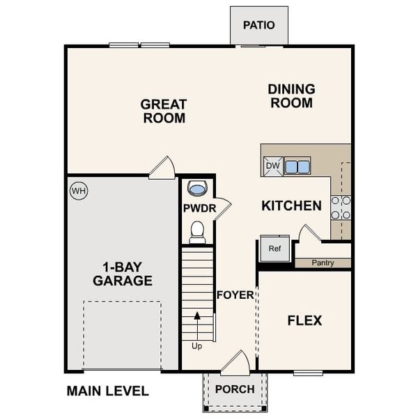 2D floor plan layout for the Bennington by Century Complete in Fiddlers Green, Winston-Salem, NC (Image 3).