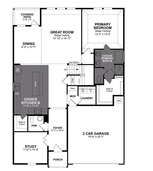 2D floor plan layout of this home in Saddle Creek Ranch, Cibolo, TX (Image 1).