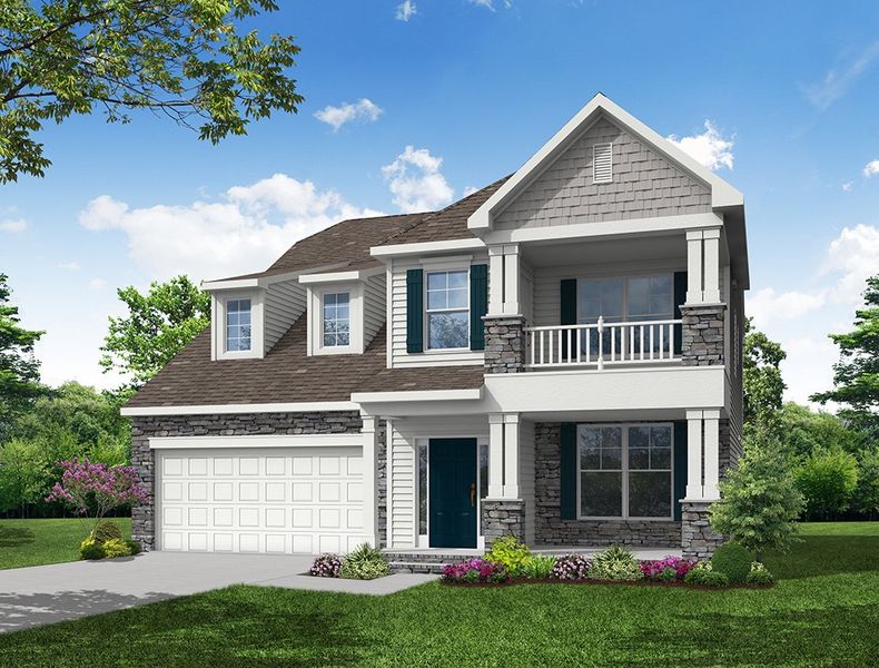 Representative exterior photo of a completed home built from the Atherton by Eastwood Homes in Fiddler's Ridge, Advance, NC (Image 10).