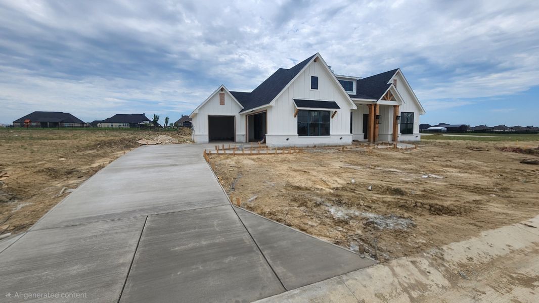 Front exterior of a new home in Paloma Ranches, Justin, TX, highlighting curb appeal (Image 2). Front exterior of a new home in Paloma Ranches, Justin, TX, highlighting curb appeal (Image 2).