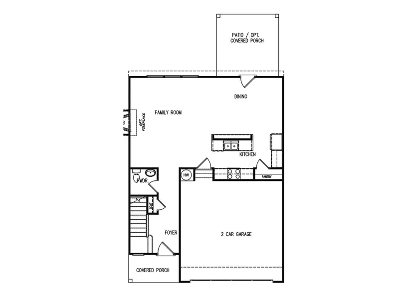 2D floor plan layout for the The Mayfield II by My Home Communities in Ellington Farms, Statham, GA (Image 3).