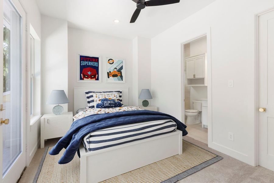 Secondary bedroom upstairs, also with its own closet, ensuite bath, and private balcony. Secondary bedroom upstairs, also with its own closet, ensuite bath, and private balcony.