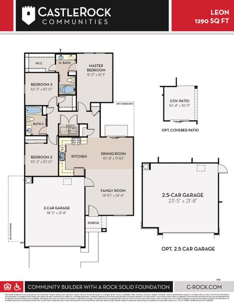 2D floor plan layout for the Leon by CastleRock Communities in Perkinsville, Chino Valley, AZ (Image 3).