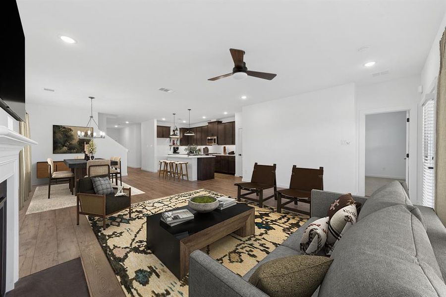 Furnished interior view inside a new home in Aspire at Noble Ridge, Howe (Image 8). Furnished interior view inside a new home in Aspire at Noble Ridge, Howe (Image 8).