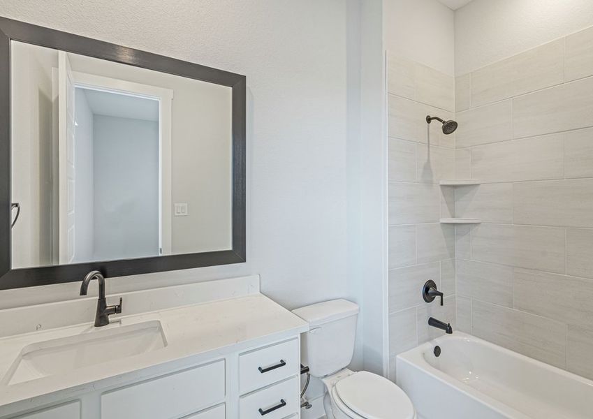 Both of the secondary bathroom has a vanity and shower-tub combo. Both of the secondary bathroom has a vanity and shower-tub combo.