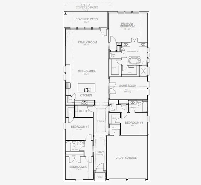 2D floor plan layout for the 2545W by Perry Homes in Bridgeland Central 50', Cypress, TX (Image 5). 2D floor plan layout for the 2545W by Perry Homes in Bridgeland Central 50', Cypress, TX (Image 5).