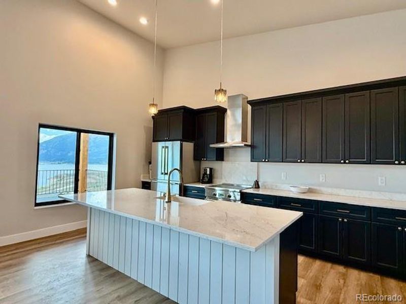 kitchen with snack counter