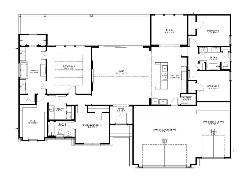 2D floor plan layout of this home in Bella Charca, Nolanville, TX (Image 3).